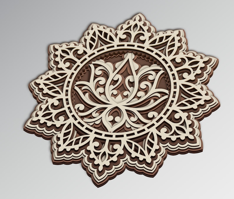 Download Lotus Flower Mandala Multilayer SVG template 3D Layered | Etsy