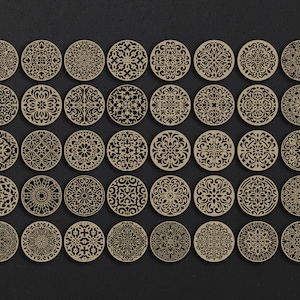 SVG mandala style coasters - laser cut round coaster template - acrylic, wooden earrings pendant - dxf ai eps vector file for Cricut