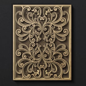 Multilayer panel SVG template - 3D Layered Vector cutting file for Laser cut, Cricut, Glowforge, CNC router - dxf, ai, eps, dwg, cdr