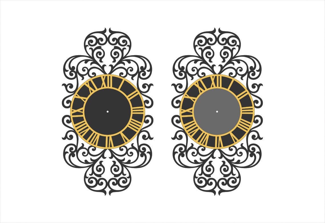 Laser Cut Clock Template Svg Dxf Dwg Eps Cdr Ornate Etsy Australia