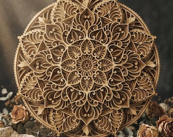 SVG multilayer mandala template - Laser cut 3D Layered Vector cutting file for Cricut, Glowforge, CNC router - dxf, ai, eps, dwg, cdr