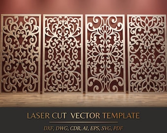 Laser cut panel template - wall decor, laser cut screen design - svg dxf png ai eps -  CNC Plasma Cutting files - digital download