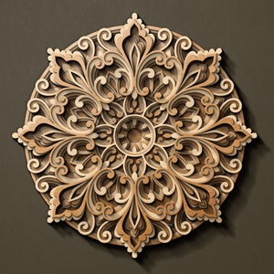 Ornate multilayer mandala SVG template - 3D Layered Vector cutting file for Laser cut, Cricut, Glowforge, CNC router  dxf, ai, eps, dwg, cdr