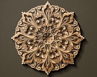 Ornate multilayer mandala SVG template - 3D Layered Vector cutting file for Laser cut, Cricut, Glowforge, CNC router  dxf, ai, eps, dwg, cdr