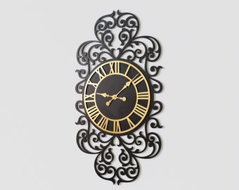 Laser cut clock template - svg, dxf, dwg, eps, cdr, Ornate wall decor, Decorative Vector clock template for laser cutting - digital download