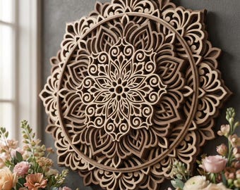 3D Layered Mandala SVG Template: Laser Cut Vector File