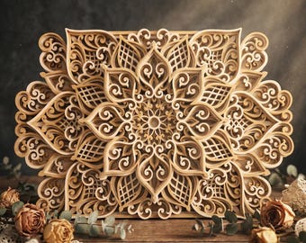 3D Layered Mandala Panel: Laser Cut Template SVG File (Digital Download)