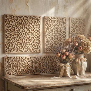 Laser cut ornamental panel template - wall decor, stencil design - svg dxf png ai eps -  CNC Plasma Cutting files - digital download
