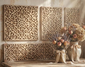 Laser cut ornamental panel template - wall decor, stencil design - svg dxf png ai eps -  CNC Plasma Cutting files - digital download