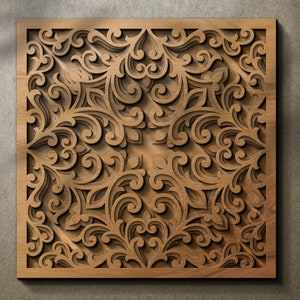 Multilayer square panel SVG template - 3D Layered Mandala Vector cutting file Laser cut, Cricut, Glowforge, CNC router - dxf, ai, eps, dwg