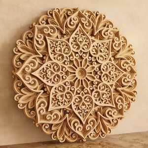 Laser cut Multilayer mandala flower SVG template - 3D Layered Vector cutting file for Cricut, Glowforge, CNC router, dxf, ai, eps, dwg, cdr