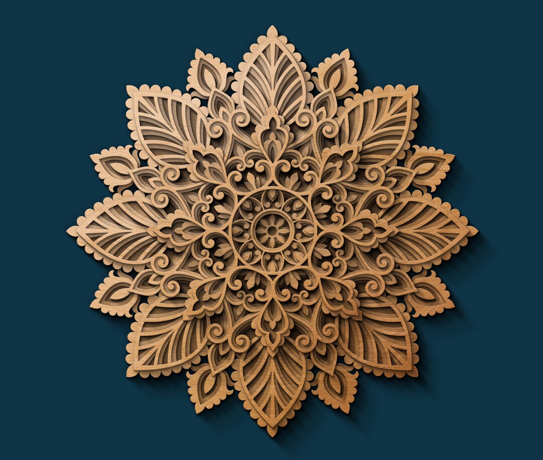 Laser Cut Multilayer Mandala Flower SVG Template - 3D Layered Vector ...