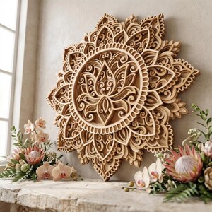 Laser cut Lotus Mandala Multilayer SVG template - Lotus flower 3D Layered Vector cutting file for, Cricut, Glowforge, dxf, ai, eps, dwg, cdr Bild 3