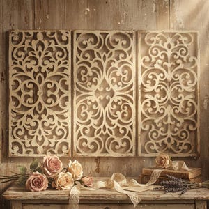 Laser cut ornamental panel template - wall decor, stencil design - svg dxf png ai eps -  CNC Plasma Cutting files - digital download