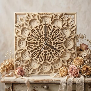 Multilayer clock SVG template - Laser cut clock - Layered wall decor - Vector clock making template for Cricut, Glowforge - dxf, ai, eps