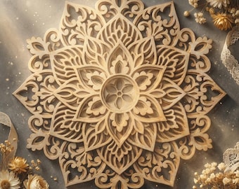 Multilayer mandala SVG template - 3D Layered Vector cutting file for Laser cut, Cricut, Glowforge, CNC router - dxf, ai, eps, dwg, cdr