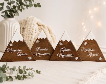Mountain Wedding Table Numbers | Rustic Snowy Winter Wedding Decor | Table Number Signs