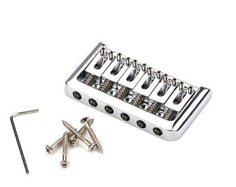 Strat/Tele Style String-Through Body Hardtail Fixed Guitar Bridge, Chrome