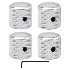 Set of 4 Silver Metal Dome Knobs for Guitar Volume and Tone Control with Allen Screws