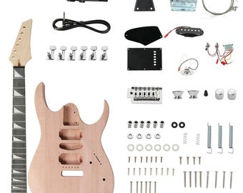 DIY Stratocaster Style Electric Guitar Kit Mahogany Body
