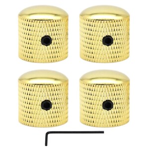 Set of 4 Gold Metal Dome Knobs for Guitar Volume and Tone Control with Allen Screw