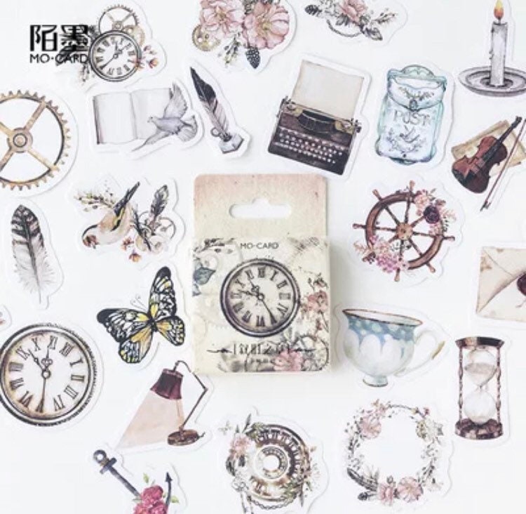 Vintage Retro Stickers | 46 pcs Sticker Pack | Japanese Stationery | …