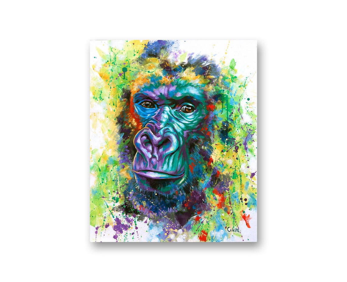Gorilla Print of Acrylic Painting Etsy