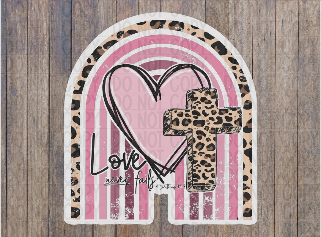Love Never Fails Sticker: Leopard Print Cross, Rainbow Decal - Etsy
