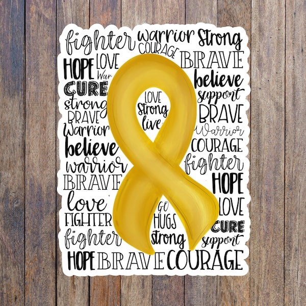 Childhood Cancer Awareness Ribbon Sticker: Gold Support Decal