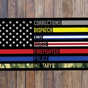 First responder sticker, first responder flag sticker, firefighter gift for him, firefighter car decal, first responders decal, car decal