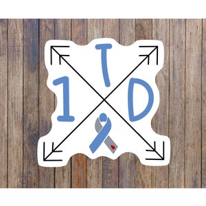 Type 1 diabetes sticker, juvenile diabetes awareness, diabetes awareness ribbon, waterproof water bottle decal, helmet, cooler, fridge