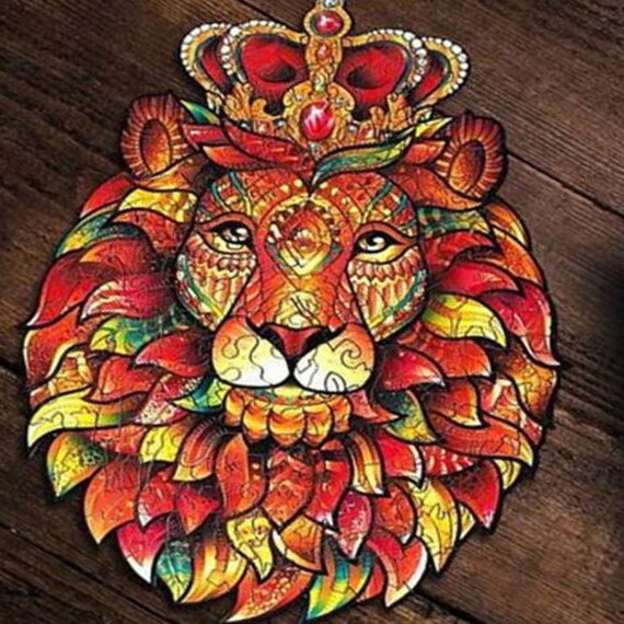 wooden puzzle lion
