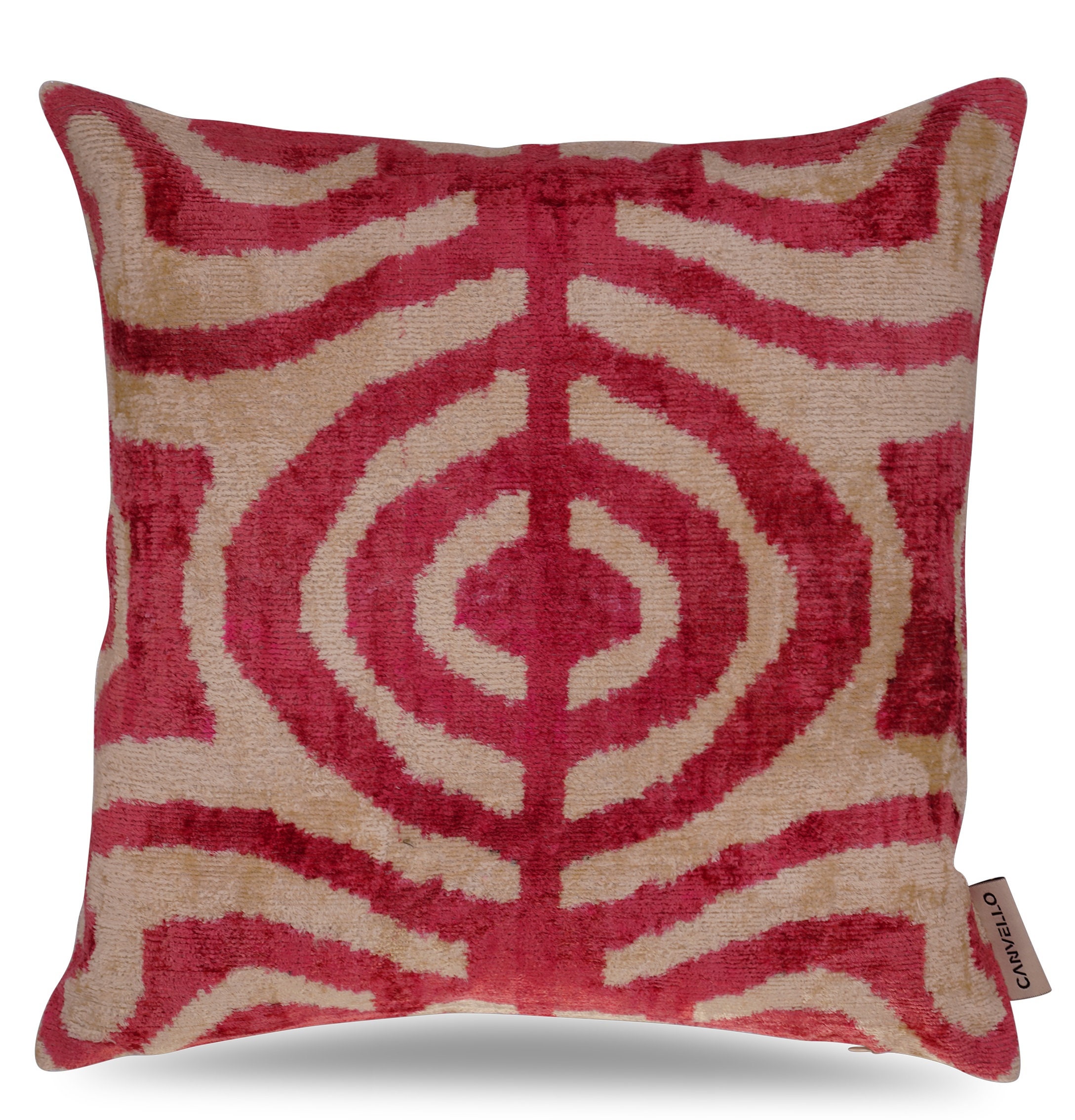 Handmade Feather Insert Velvet Throw Pillow Red Pink 16 x 24 in (40 x 60  cm)
