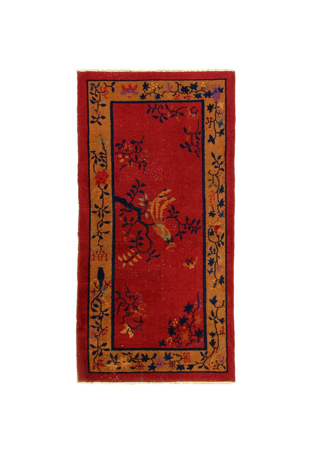 Genuine Handmade Rug Red Vintage Chinese Floral Art Deco Area Rug for ...