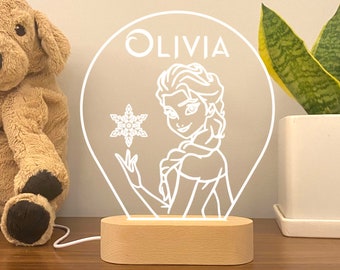 Personalized  Frozen Elsa Night Light, Children's Name Night Light, New Mom Gifts, Personalized Gifts, Wedding Favors, Nursery Decor