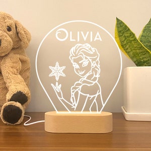 Personalized  Frozen Elsa Night Light, Children's Name Night Light, New Mom Gifts, Personalized Gifts, Wedding Favors, Nursery Decor