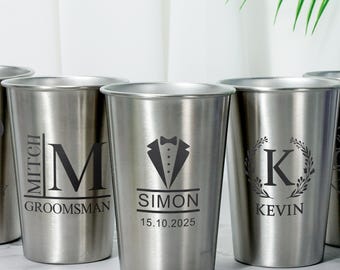 Personalized Engraved Stainless Steel Beer Mug/ Custom Beer Cup/ Groomsmen Proposal Gift/ Best Man Gift/Wedding Favor/Christmas Party Favors