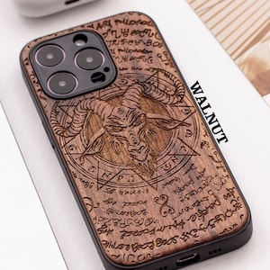 Gothic Darkness Wood iPhone 15 Pro Case, Wooden iPhone 15 Pro Max Case, Wood Case for iPhone  14 15 16 Pro Max mini se series