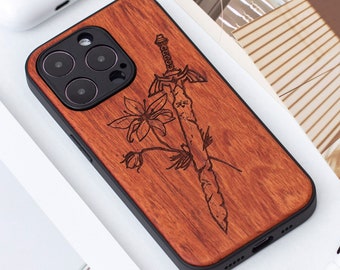 Legend of Zelda Real Wood iPhone 15 Pro Case, Wooden iPhone 15 Pro Max Case, Wood Case for iPhone 11, 12, 13, 14 15 Pro Max mini se series