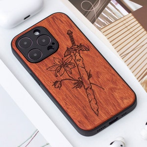 Legend of Zelda Real Wood iPhone 15 Pro Case, Wooden iPhone 15 Pro Max Case, Wood Case for iPhone 11, 12, 13, 14 15 Pro Max mini se series