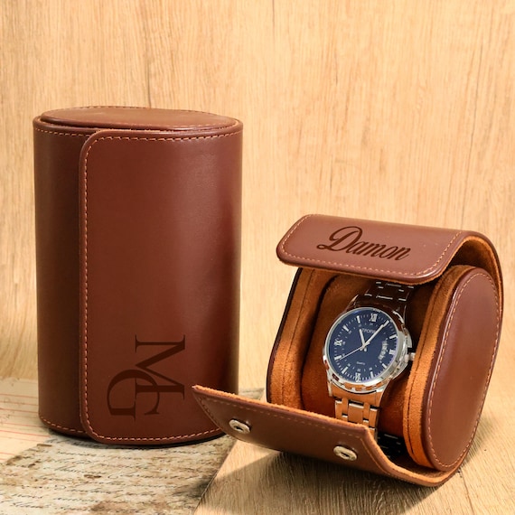 Personalized Engraved Leather Watch Case/ Travel Watch Roll/ Groomsmen Gift/ Watch Roll for 3 Watches/ Chistmas Gifts for Men/ Gift For Dad