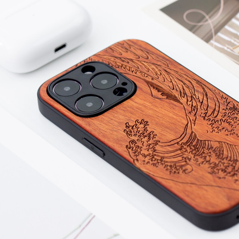 The Great Wave off Kanagawa Wood iPhone 16 Pro case, Wooden iPhone 14 Pro Max Case, Wood Case for iPhone 14 15 16 Pro Max series image 8