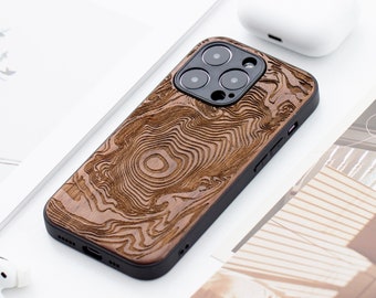 Wood Swirl Wood iPhone 15 Pro Case, Wooden iPhone 15 Pro Max Case, Wood Case for iPhone 11, 12, 13, 14 15 Pro Max mini se series