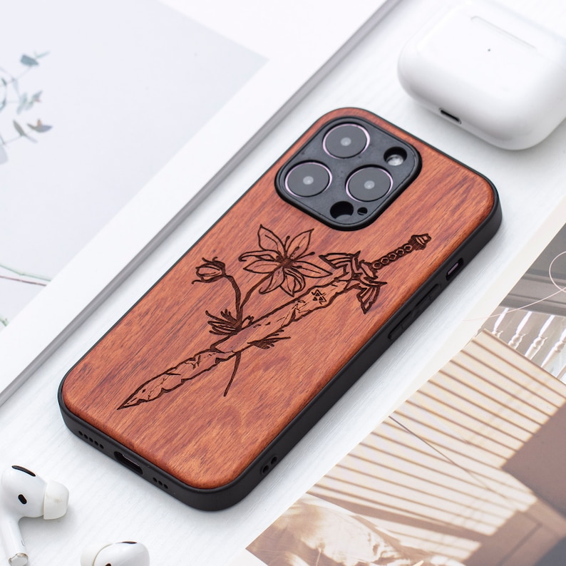 Legend of Zelda Real Wood iPhone 15 Pro Case, Wooden iPhone 15 Pro Max Case, Wood Case for iPhone 14 15 16 Pro Max mini se series image 2