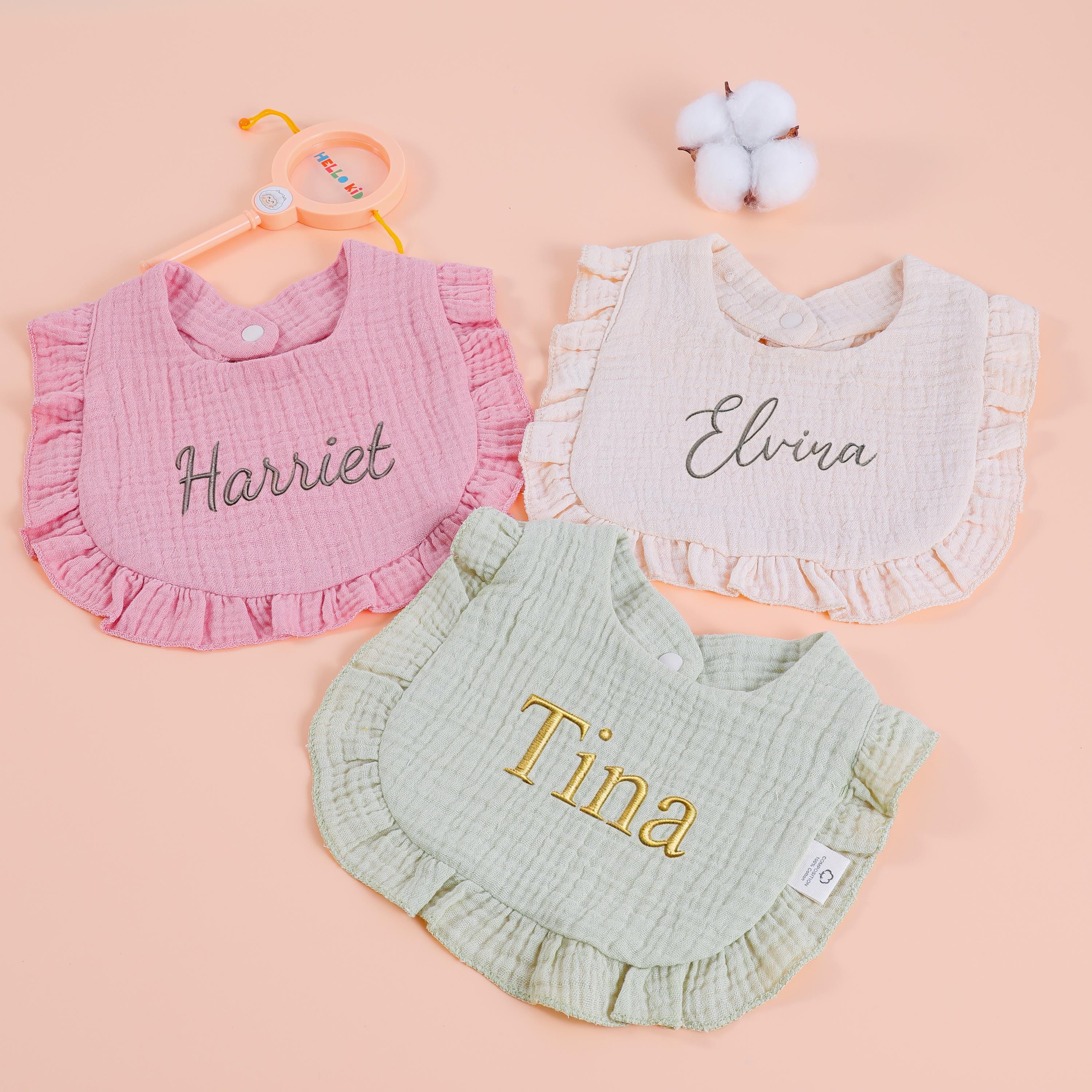 Personalized Baby Bib/ Embroidered Monogrammed Cotton Baby Bib ...