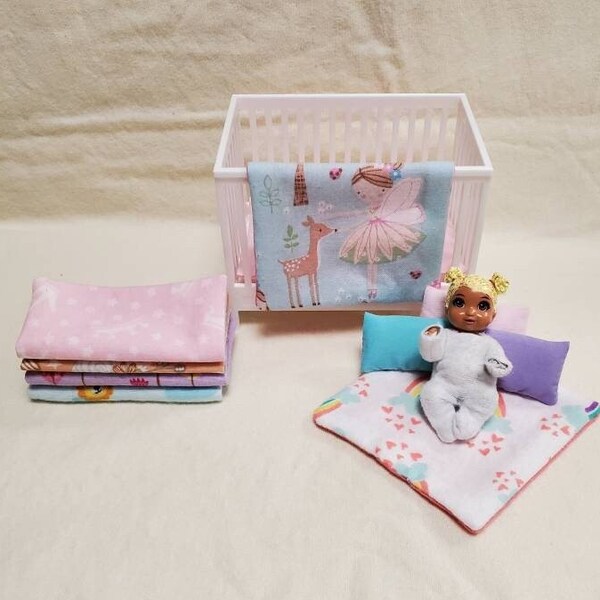 Blanket and Pillow Set for 3 Inch Doll