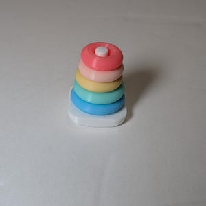 Rocking Stacking Rings for 3 Inch Doll (3D Printed) Pastel- White Post