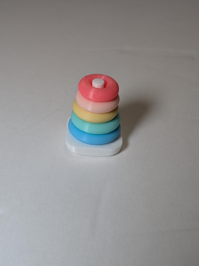 Rocking Stacking Rings for 3 Inch Doll (3D Printed) Pastel- White Post