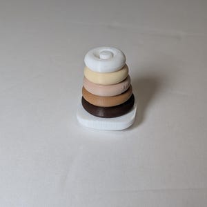 Rocking Stacking Rings for 3 Inch Doll (3D Printed) Neutral- White Post