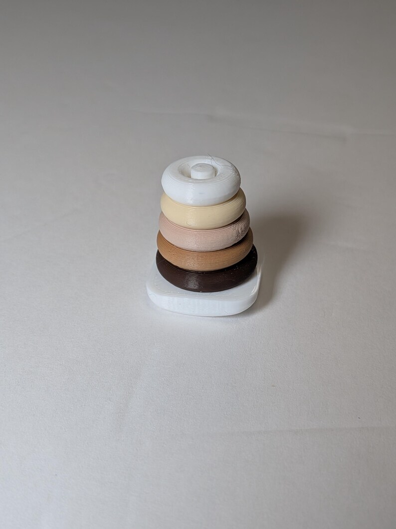 Rocking Stacking Rings for 3 Inch Doll (3D Printed) Neutral- White Post